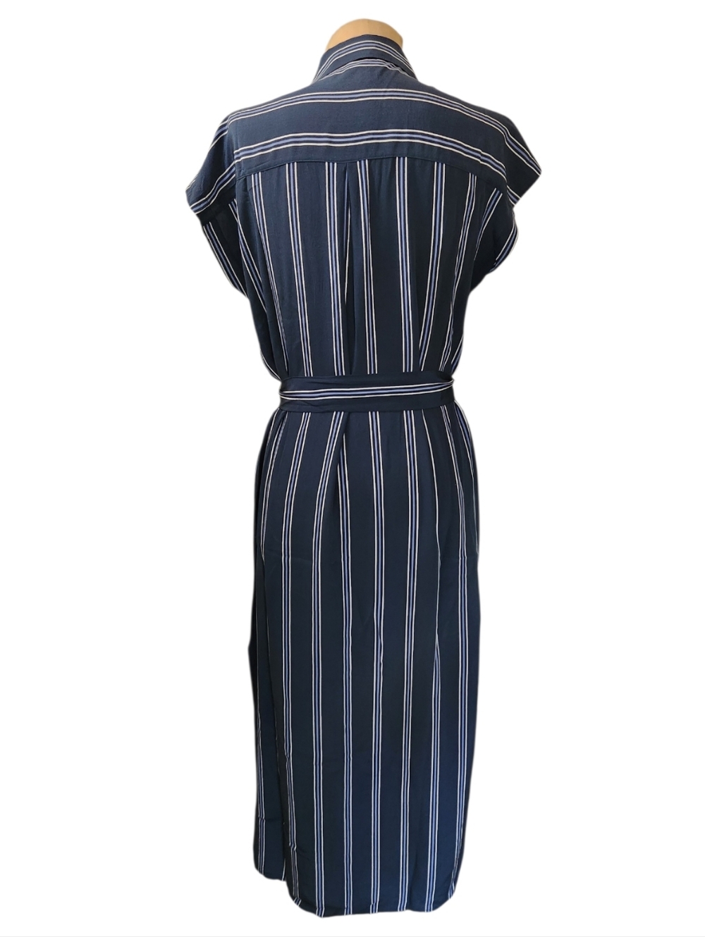 CLUB MONACO Danielle 100% Silk Striped Midi Shirt Dress - Size 4 - Picture 8 of 14